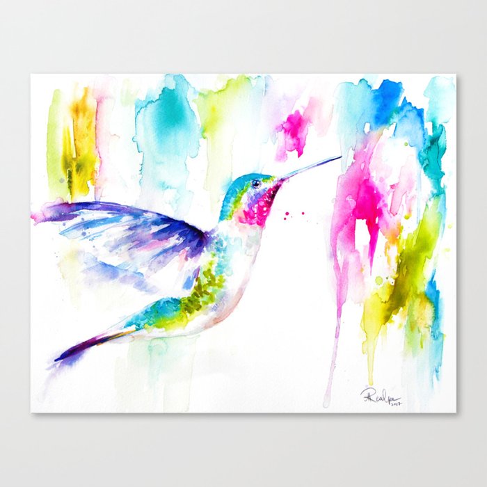 Colorful Hummingbird Canvas Print By Angypaints Society6