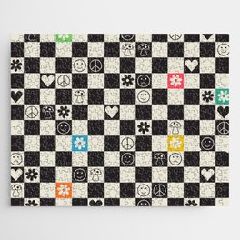 Happy Checkered pattern rainbow Jigsaw Puzzle