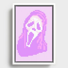Kawaii Ghostie Pixel Art Framed Canvas
