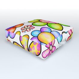 Doodle Spring Flower Pattern 05 Outdoor Floor Cushion