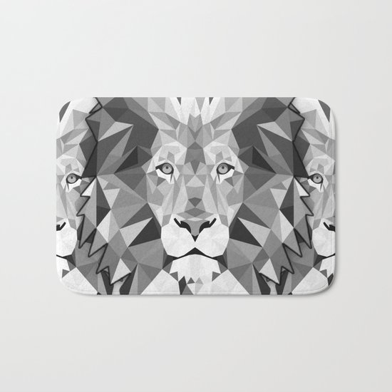 Large Silver Lion Head Bath Mat