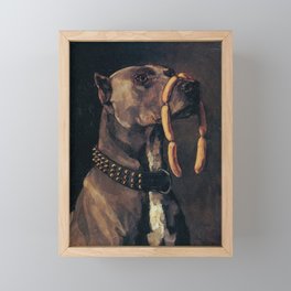 Great Dane With Sausages Painting Framed Mini Art Print