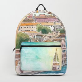 Venice View from Canale della Giudecca to Salute and St Marks Backpack | Veniceart, Stmarkssquare, Serenissimaart, Veniceserenissima, Watercolor, Venicelagoon, Italywaterfront, Italypainting, Italywatercolor, Venice 