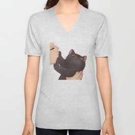 cat : huuh V Neck T Shirt | Kiss, Funny, Acrylic, Cats, Graphic Design, Modern, Animal, Pop Art, Pet, Digital 