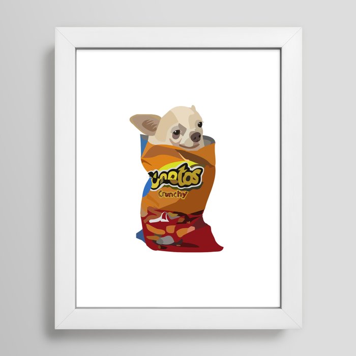 Heck Chihuahua in a Cheetos bag Framed Art Print by