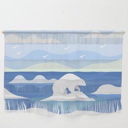 Artic Landscape With Polar Bear Minimalistic Winter Graphic   Wall Hanging