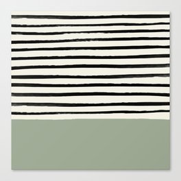 Sage Green x Stripes Canvas Print