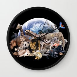 Earth Animal Animals Group Scene Wall Clock