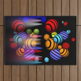 colors, spotlights and many spheres Outdoor Rug