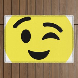 Wink Emoji Outdoor Rug