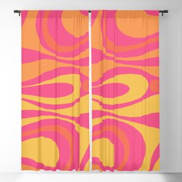 Mod Thang Retro Modern Abstract Pattern Hot Pink Orange Mustard Blackout Curtain