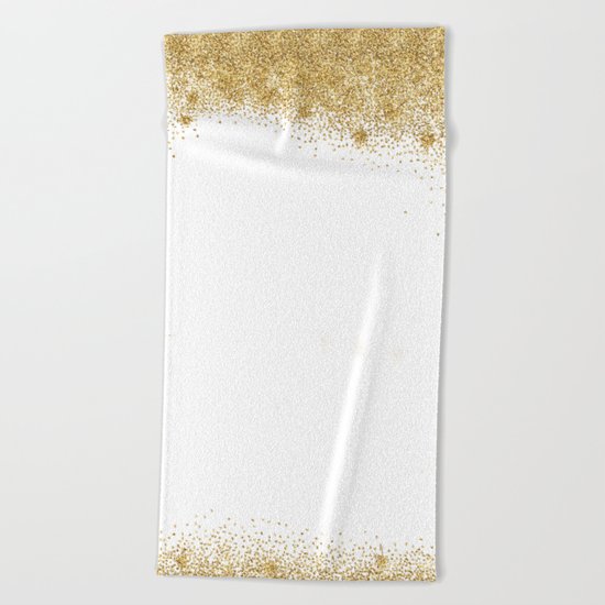 Sparkling golden glitter confetti effect II #Society6 Beach Towel