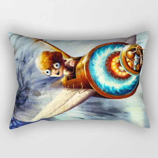 Boy Flying Away in a Plane Rectangular Pillow