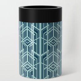 Art Deco Skyscraper Abstract in Blue Can Cooler