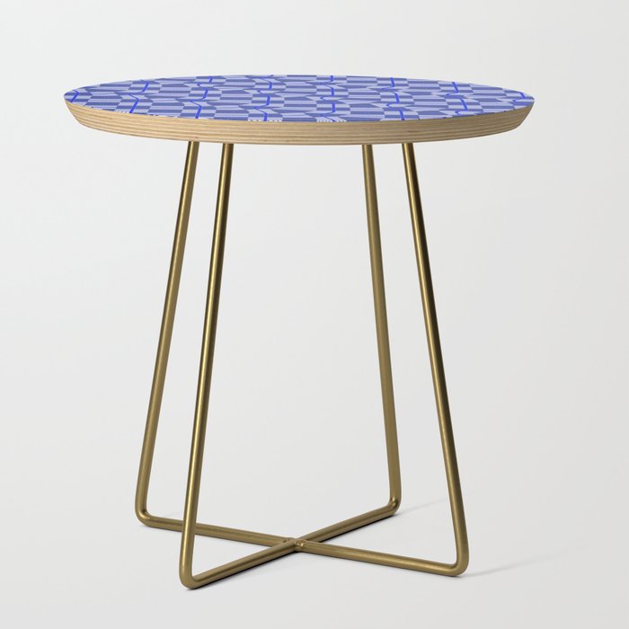 Warped Checkerboard Grid Illustration Vibrant Green Side Table