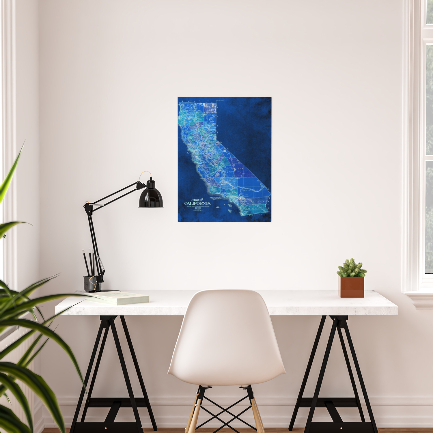 California Blue Old Vintage Map Original Art For Office Decor Poster By Routes California Blue Old Vintage Map Original Art For Office Decor Poster By Routes