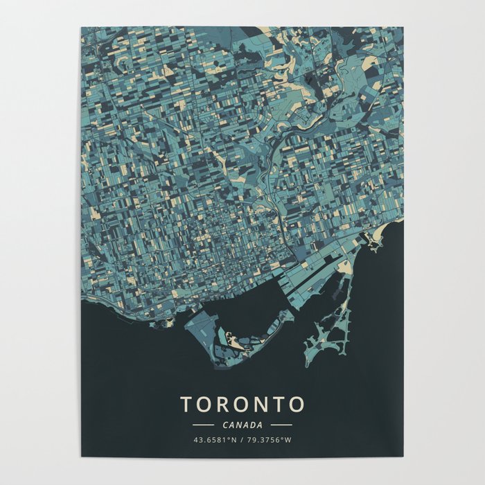 Toronto, Canada - Cream Blue Poster