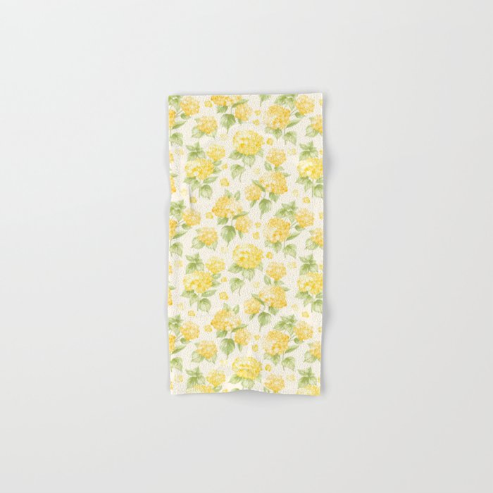 Modern  sunshine yellow green hortensia flowers Hand & Bath Towel