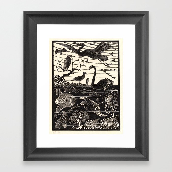 "The Fifth Day of Creation" by M.C. Escher Framed Art Print
