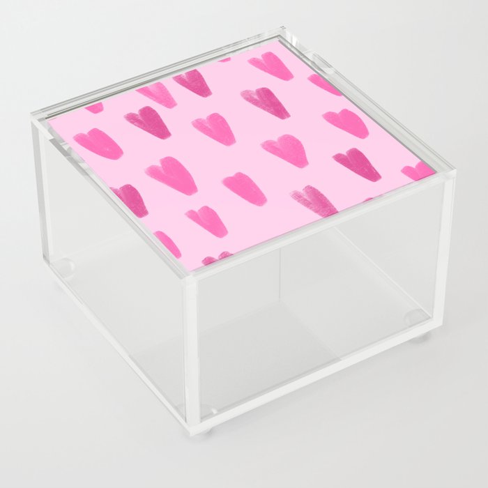 Pink Be My Valentine Hearts  Acrylic Box