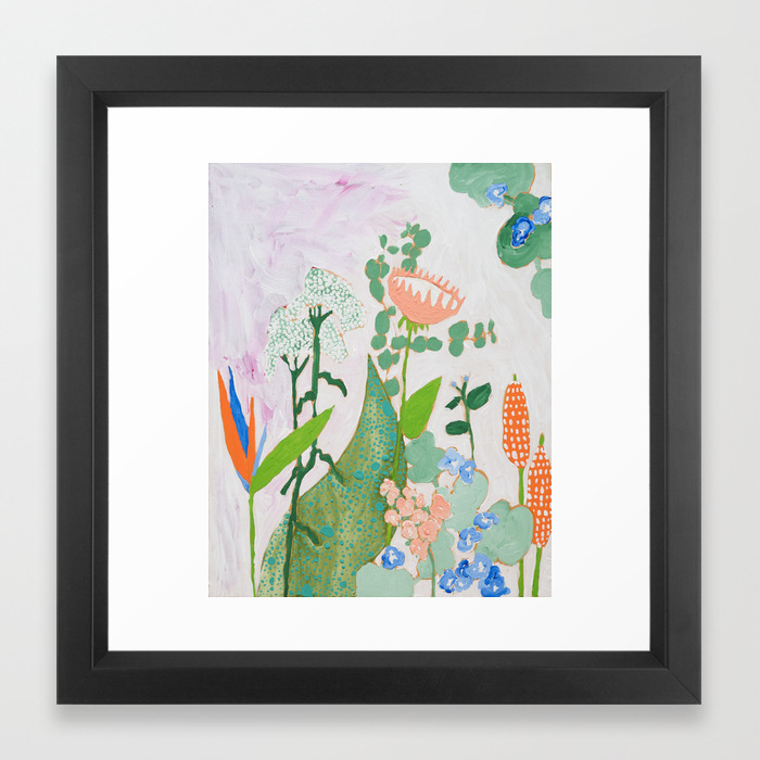 Multi Floral Painting On Pink And White Background Framed Art Print By Larameintjes Society6