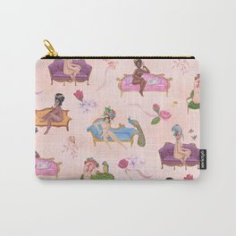 Rococo Nudes Carry-All Pouch | Feminist, Pink, Women, Nudes, Chintz, Painting, Gilded, Pattern, Baroque, Rococo 