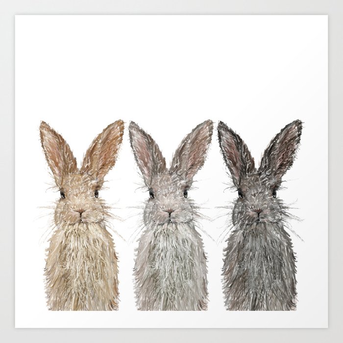 Triple Bunnies Art Print