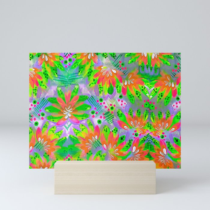 Floral Rainbow Pattern Mini Art Print