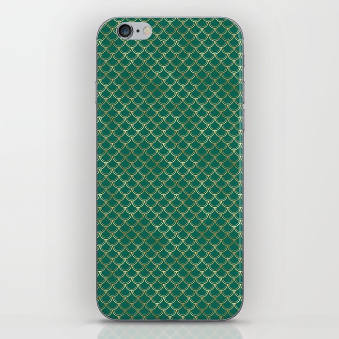 Gold Green Scales Pattern iPhone Skin