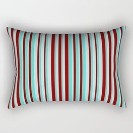 [ Thumbnail: Turquoise, Dark Red, and Light Grey Colored Pattern of Stripes Rectangular Pillow ]