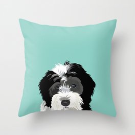 Bernedoodle pet portrait art print and dog gifts Throw Pillow