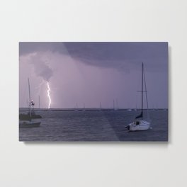 Lightening In Stonington Metal Print | Sailboat, Sea, Roughseas, Ocean, Connecticut, Color, Lighteningbolt, Wind, Sailing, Purple 
