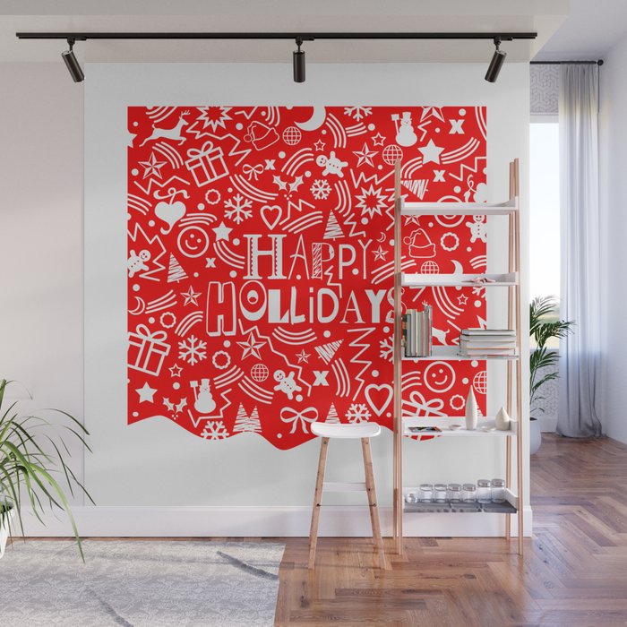 Happy Holidays Wall Mural