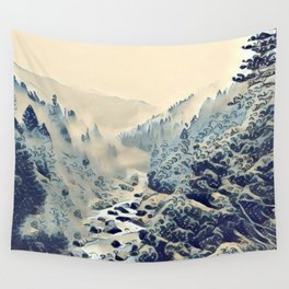 Snow covered forest and river  Wall Tapestry