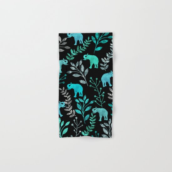 Watercolor Flowers & Elephants IV Hand & Bath Towel