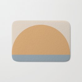 Minimal Retro Sunset / Sunrise - Ocean Blue Bath Mat