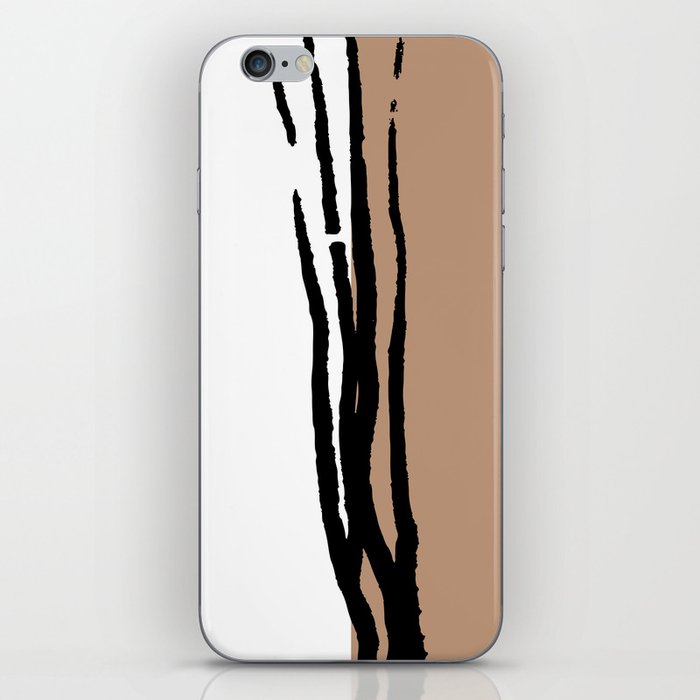 Abstract Line Art Black White Beige Brown iPhone Skin