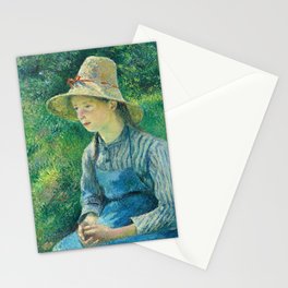 Peasant Girl with a Straw Hat, 1881 by Camille Pissarro Stationery Card