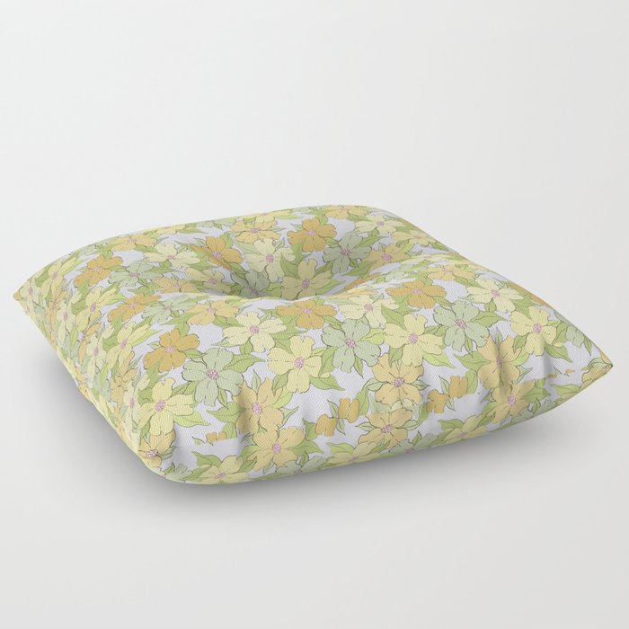 muted pastel pink yellow green flowering dogwood symbolize rebirth and hope Floor Pillow