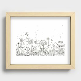 Black and White Wildflowers Recessed Framed Print