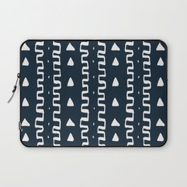 Merit Mud Cloth Navy Blue and White Triangle Pattern Laptop Sleeve