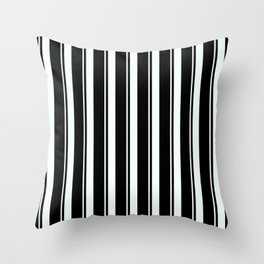 [ Thumbnail: Black & Mint Cream Colored Lines/Stripes Pattern Throw Pillow ]