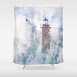 Storm in the lighthouse Shower Curtain