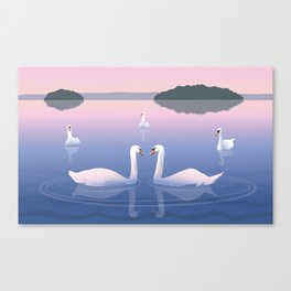 Swimming Swans on the Lake Canvas Print