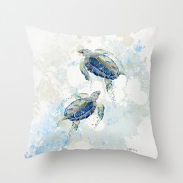 Swimming Together 2 - Sea Turtle  Throw Pillow