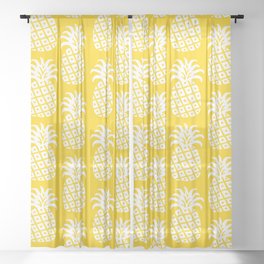 Mid Century Modern Pineapple Pattern Yellow Sheer Curtain