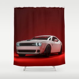 Challenger SRT Demon Hellcat American Muscle Car Classic automobile transporation color photograph / photography vintage poster posters Shower Curtain