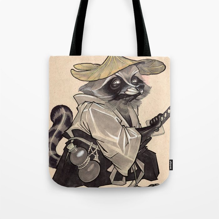 Samurai Raccoon Tote Bag