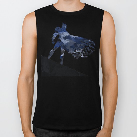 Bat man Dark blue hero Knight comic digital brush Biker Tank