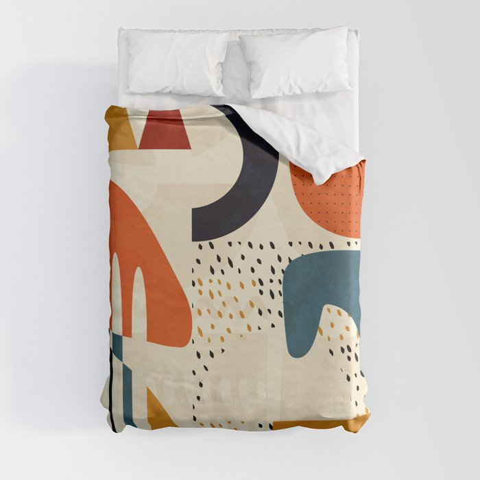 mid century shapes geometric abstract color 1 Duvet Cover